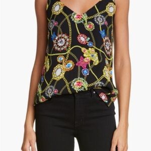 L’agence women’s black tank top with jewel design size s